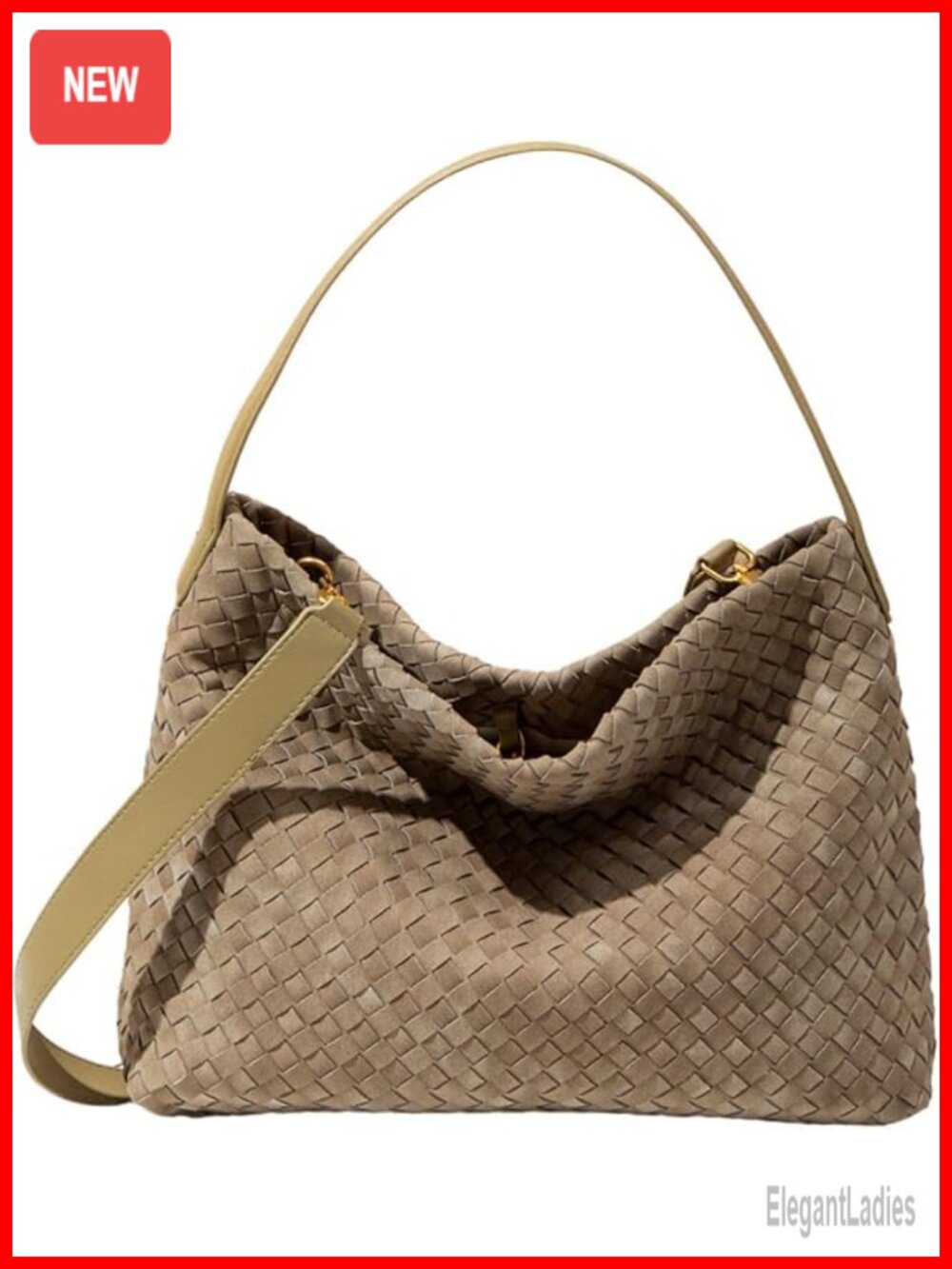 Slouchy Suede Woven Hobo Bag Crossbody Satchel Tote Handbag